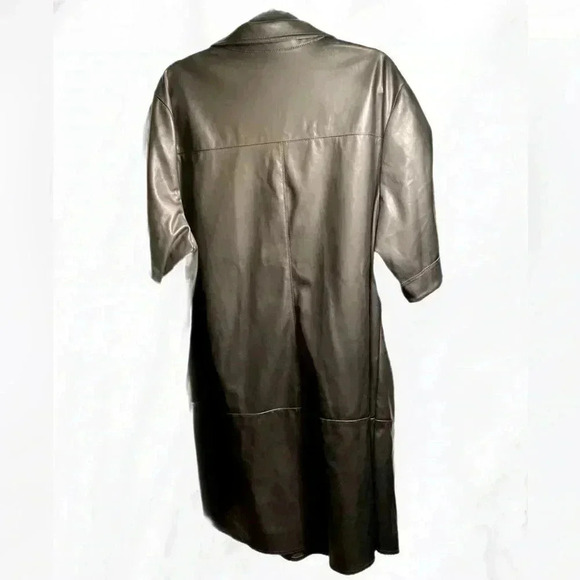 NWT Dex Plus vegan leather black button down shirt dress 3x - Picture 2 of 5